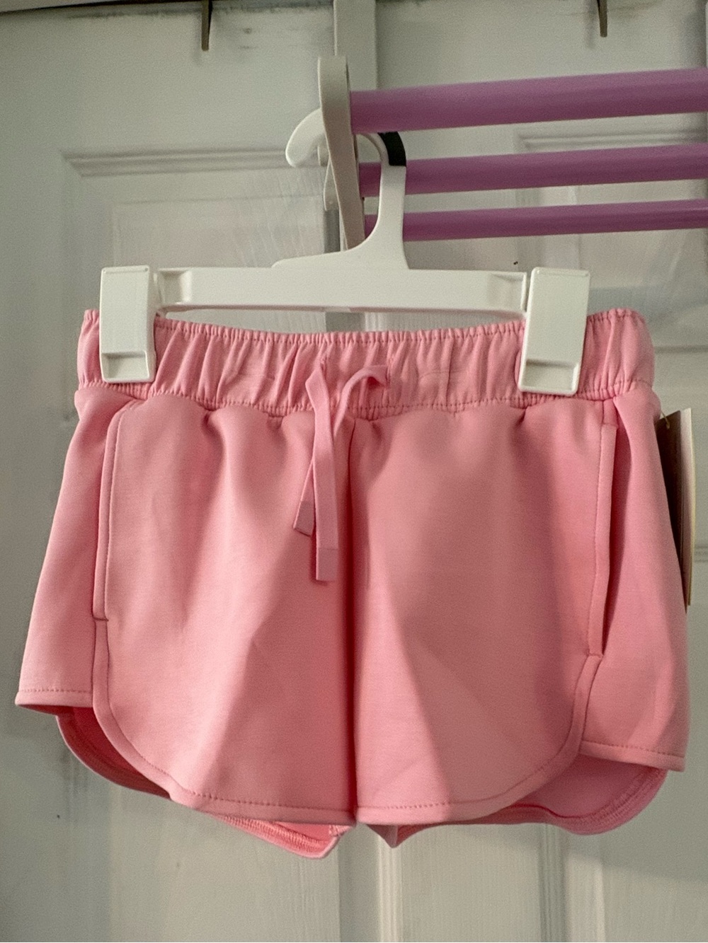 Girls Pink Drawstring Athletic Shorts